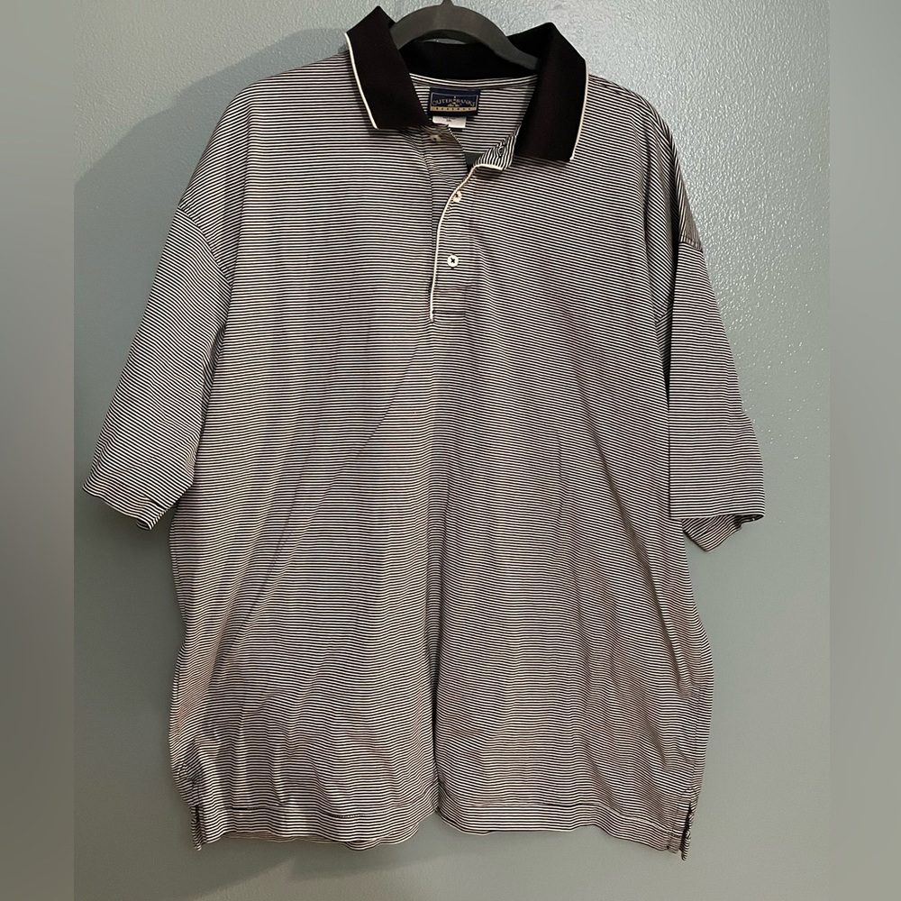 Outer Banks Reserve Men’s Size 2XL Black and White Striped Polo Shirt